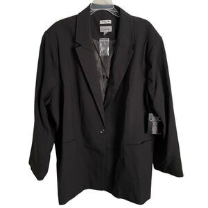 Catherine’s Womens Right Fit Curvy Blue Dot Blazer 32W Black Single Breast Lined